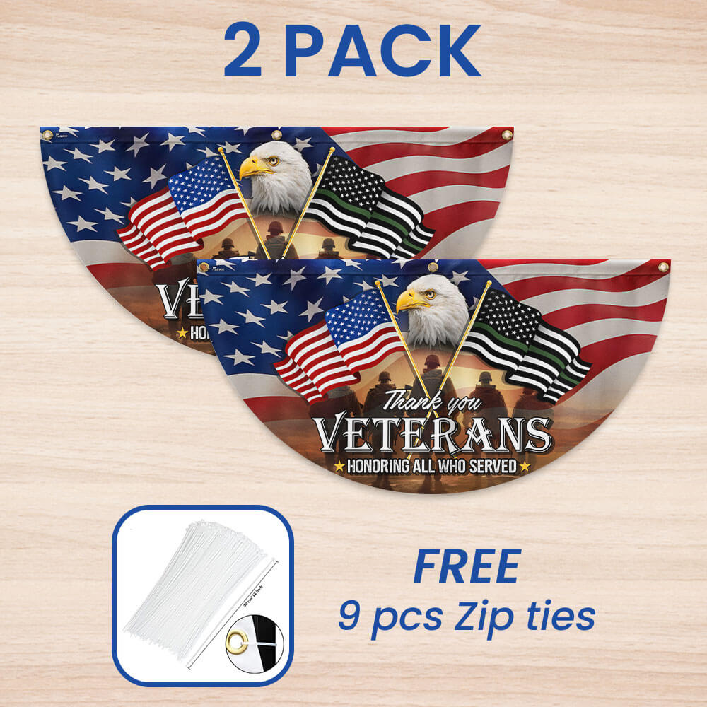 Thank You Veterans, American Eagle Veterans Day Veteran Non-Pleated Fan Flag 3-Day Shipping