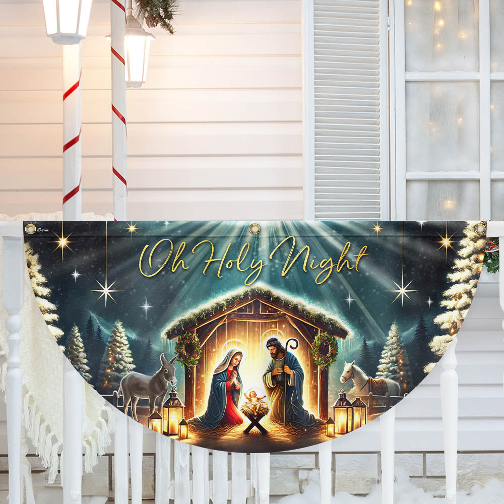 Christmas Nativity Of Jesus Christ Holy Night Non-Pleated Fan Flag 3-Day Shipping