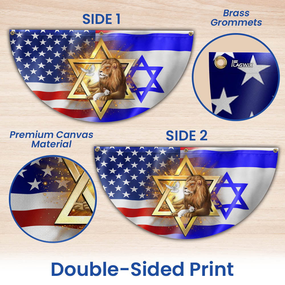 Jewish Lion Of Judah Israel American Non-Pleated Fan Flag
