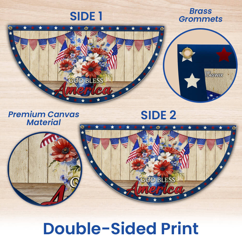 Flagwix American Flag - Patriotic Flowers Vase 4th of july God Bless America Non-Pleated Fan Flag