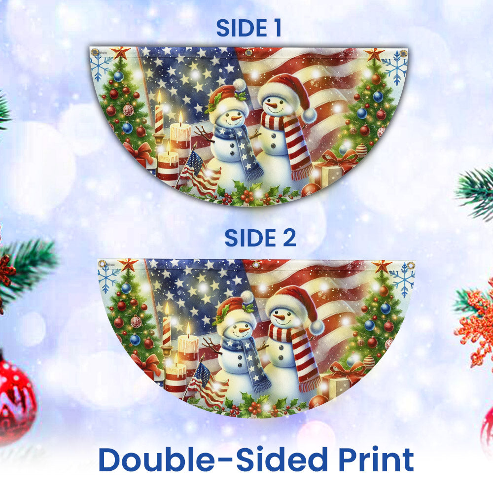 Snowman Merry Christmas American Solar LED Fan Flag