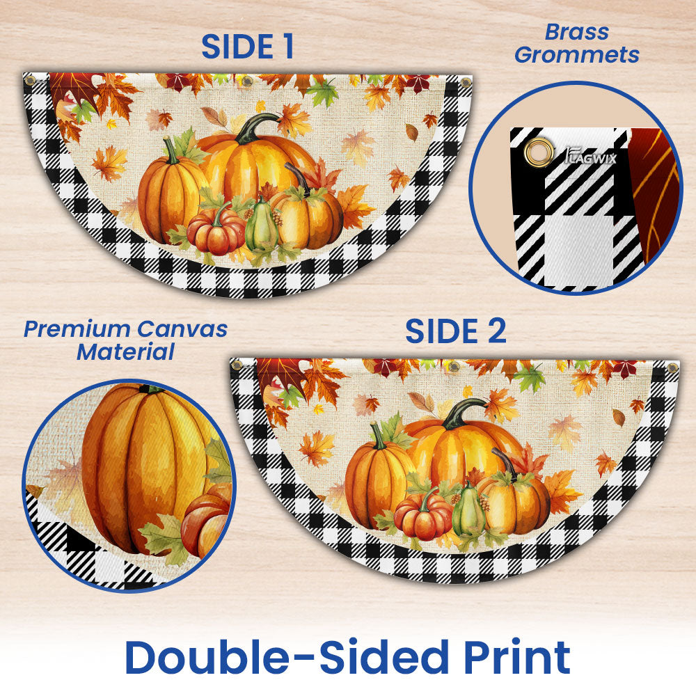 Fall Pumpkins Harvest Happy Fall Y'all Non-Pleated Fan Flag