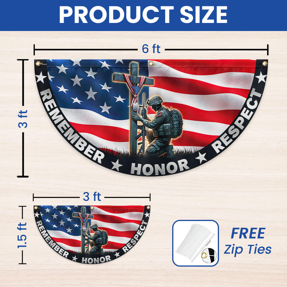 Stand For The Flag, Veteran Christian Cross Memorial Day Non-Pleated Fan Flag
