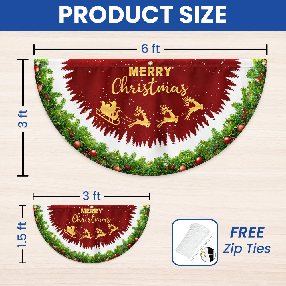 Merry Christmas Santa Claus Reindeer Non-Pleated Fan Flag