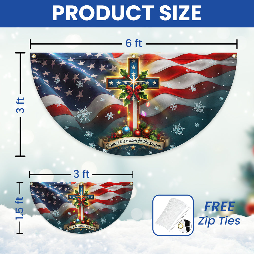 Christian Cross Christmas Jesus Is The Reason For The Season Non-Pleated Fan Flag 3-Day Shipping