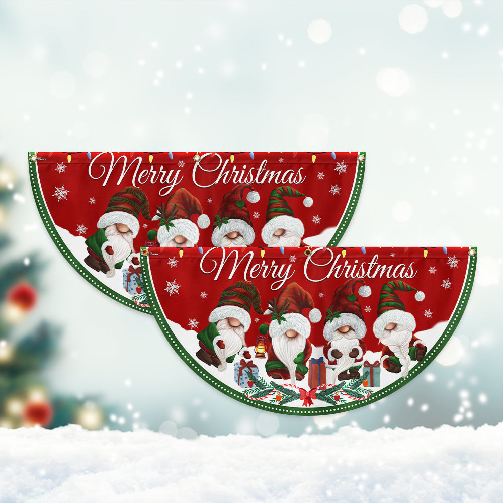 Merry Christmas Gnomes Non-Pleated Fan Flag