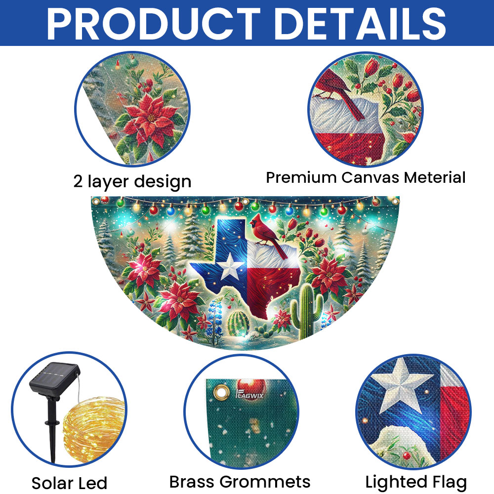 Texas Christmas Solar Led Fan Flag