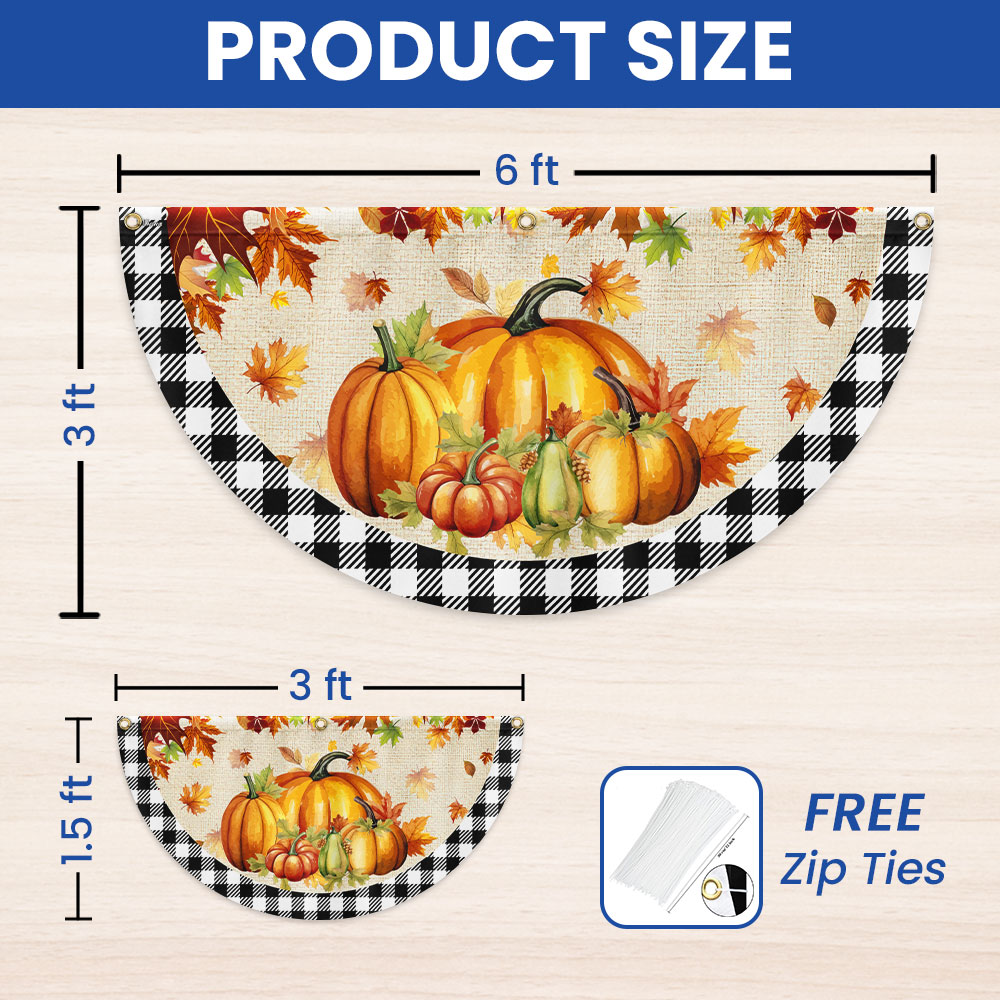 Fall Pumpkins Harvest Happy Fall Y'all Non-Pleated Fan Flag