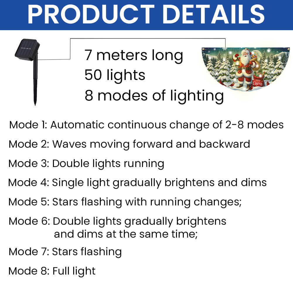 Merry Christmas Santa Claus Christmas Solar LED Fan Flag