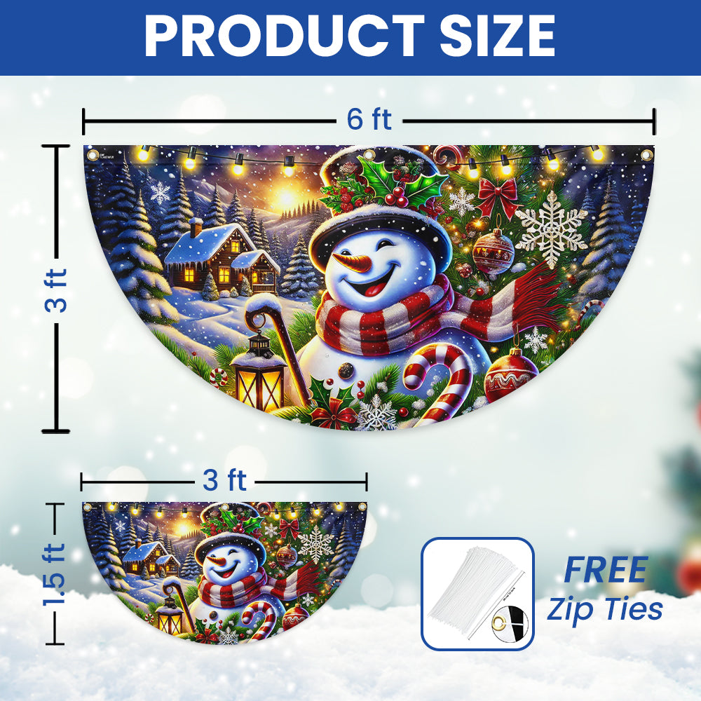 Funny Snowman Merry Christmas Winter Non-Pleated Fan Flag