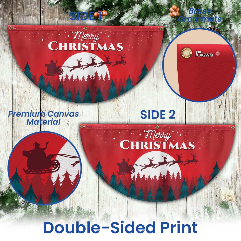 Christmas Fan Flag Xmas Santa's Sleigh Non-Pleated Fan Flag