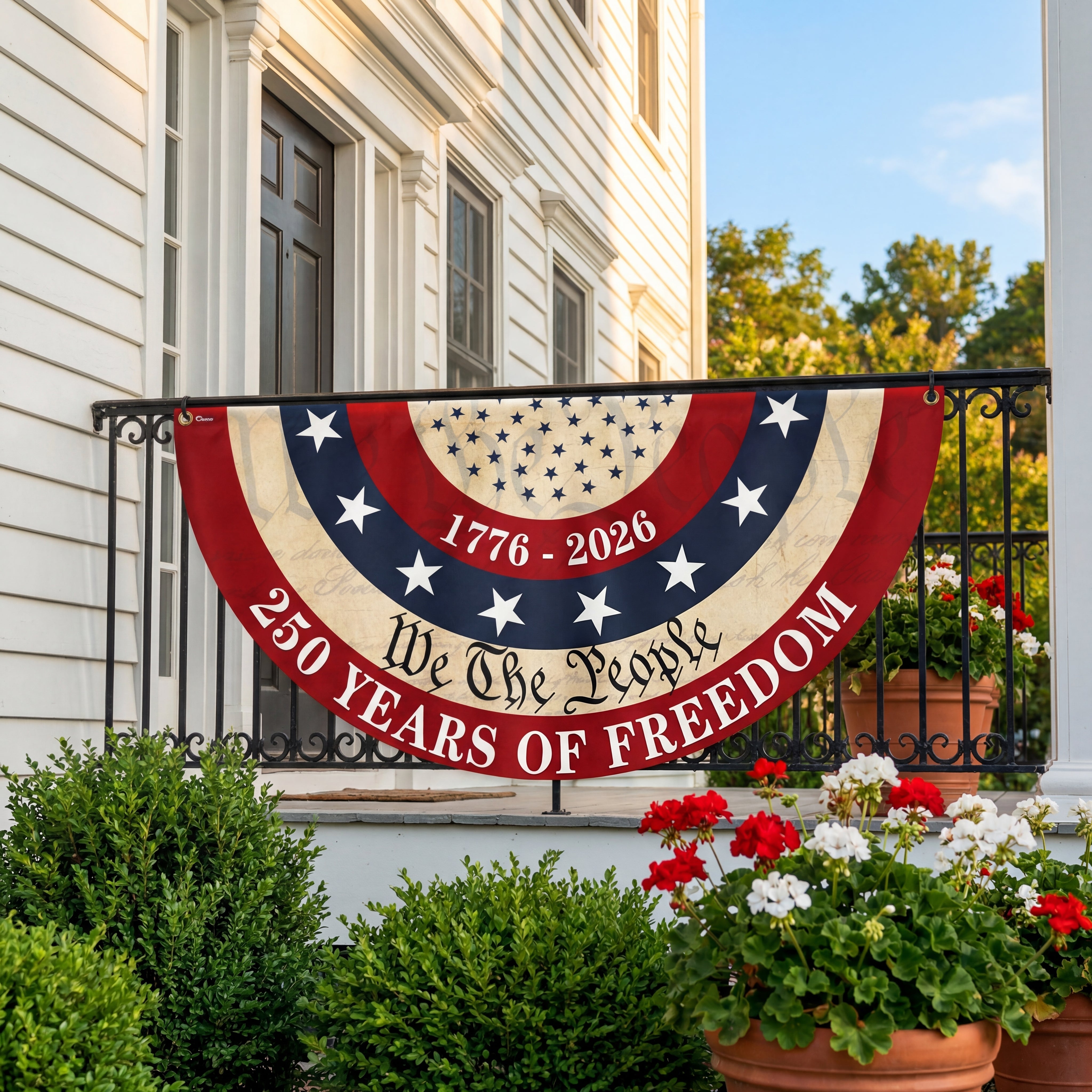 Patriotic We The People American Fan Flag, 250 Years of Freedom 1776 2026 Flag Decor