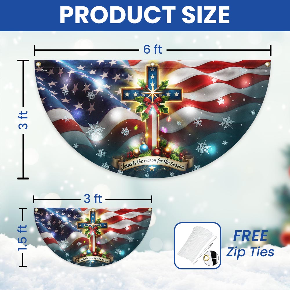 Christian Cross Christmas Jesus Is The Reason For The Season Solar Led Fan Flag