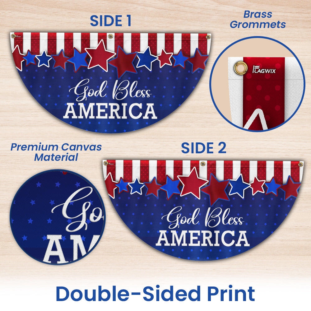 God Bless America Patriotic Non-Pleated Fan Flag