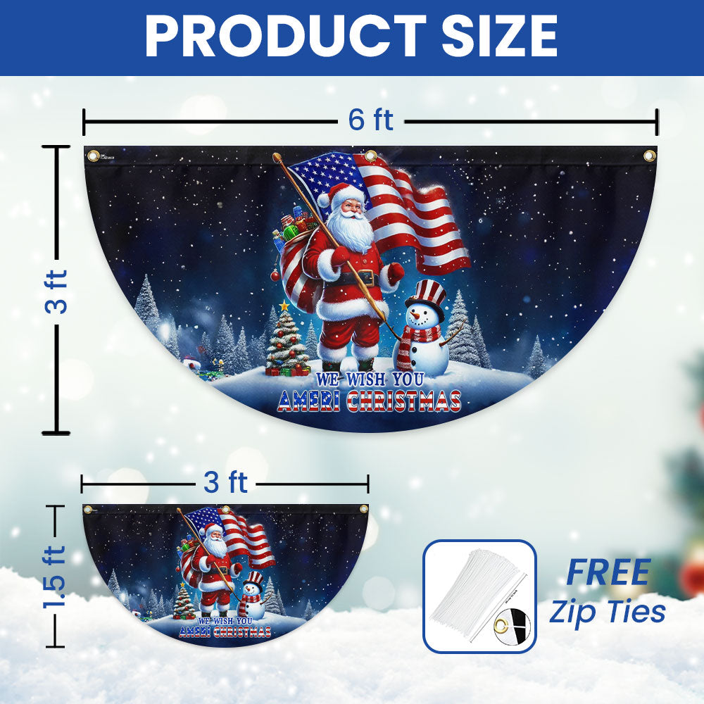 We Wish You Ameri Christmas Santa Claus Snowman Non-Pleated Fan Flag