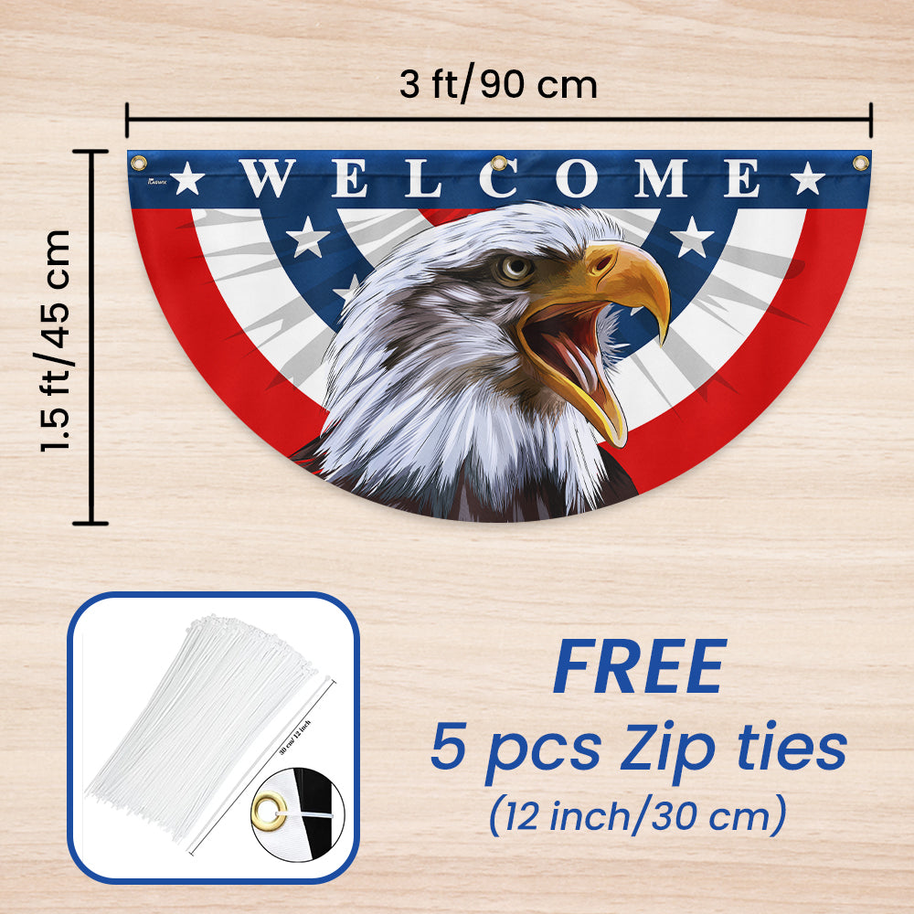 Flagwix American Flag - Patriotic Eagle Welcome American Non-Pleated Fan Flag