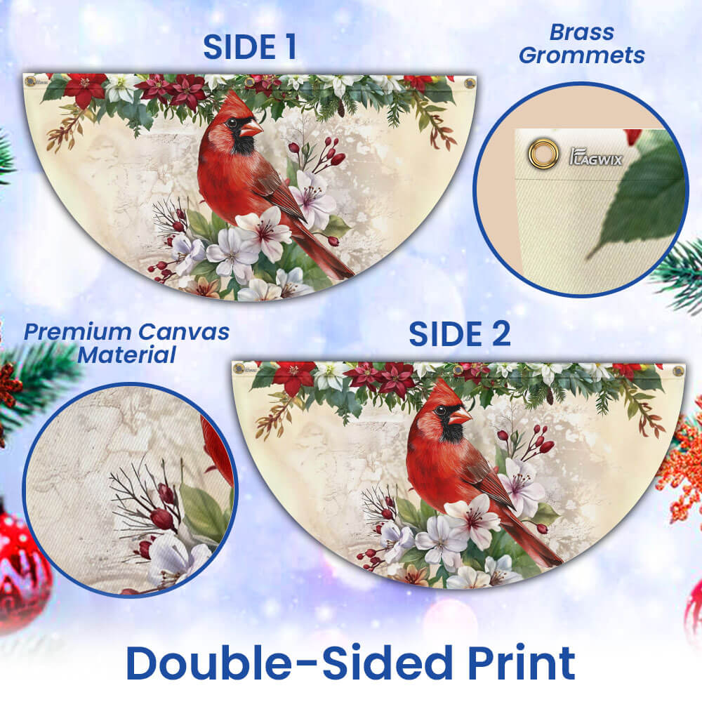 Cardinal Bird Winter Christmas Non-Pleated Fan Flag