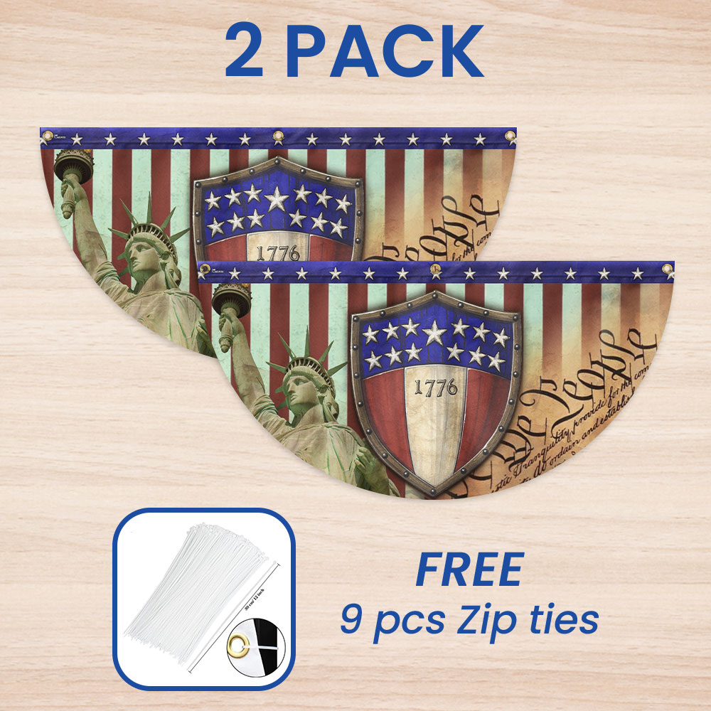 Flagwix American Flag - 1776 We The People Patriotic Non-Pleated Fan Flag