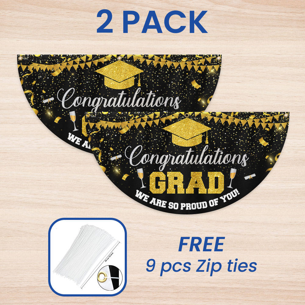 Congratulations Graduate, We Are So Proud Of You Graduation Non-Pleated Fan Flag