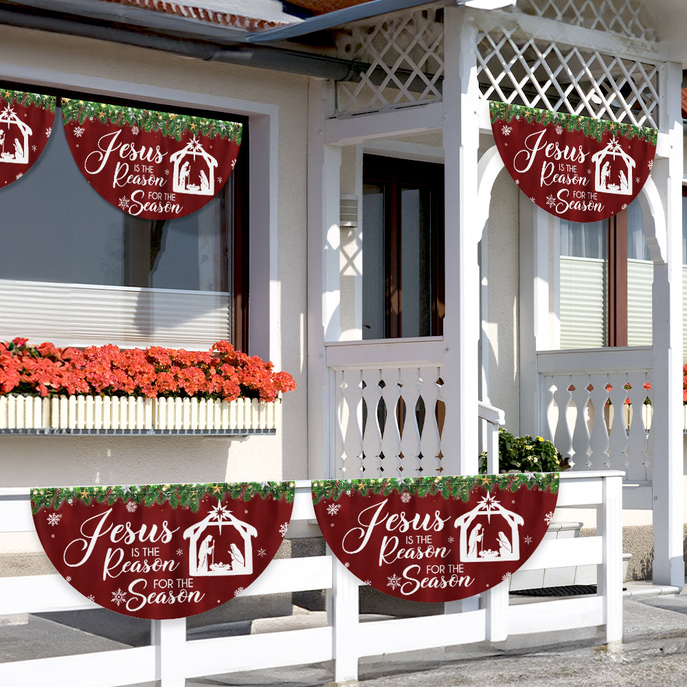 Jesus Is The Reason For The Season Christmas Non-Pleated Fan Flag