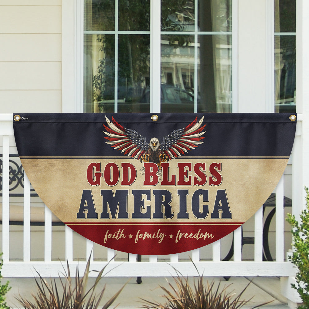 God Bless America Faith Family Freedom Non-Pleated Fan Flag