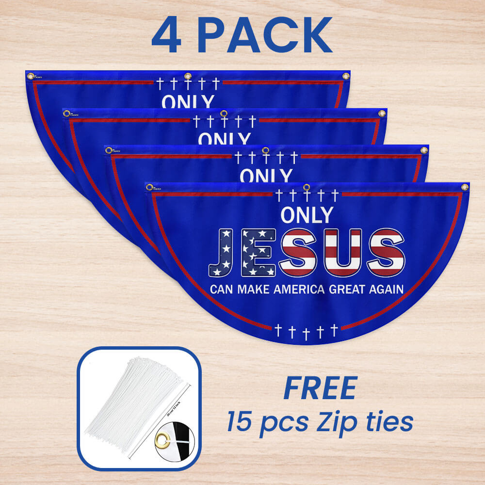 Only Jesus Can Make America Great Again Non-Pleated Fan Flag