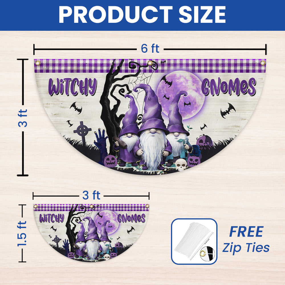 Halloween Witchy Gnomes Non-Pleated Fan Flag