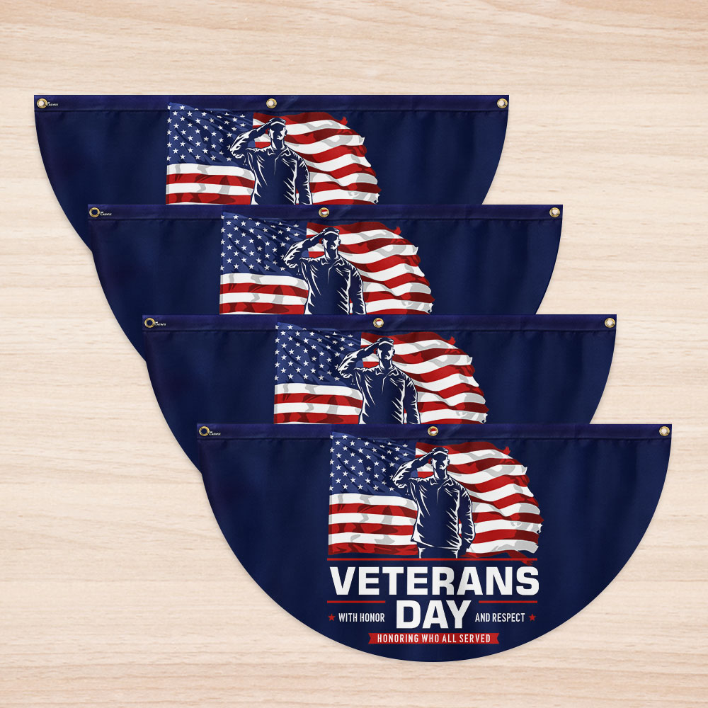 Veterans Day Honoring Who All Served With Honor and Respect Non-Pleated Fan Flag