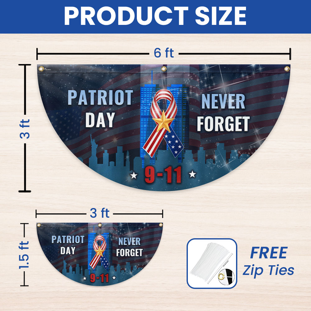 Patriot Day 9/11 Never Forget September 11th Non-Pleated Fan Flag