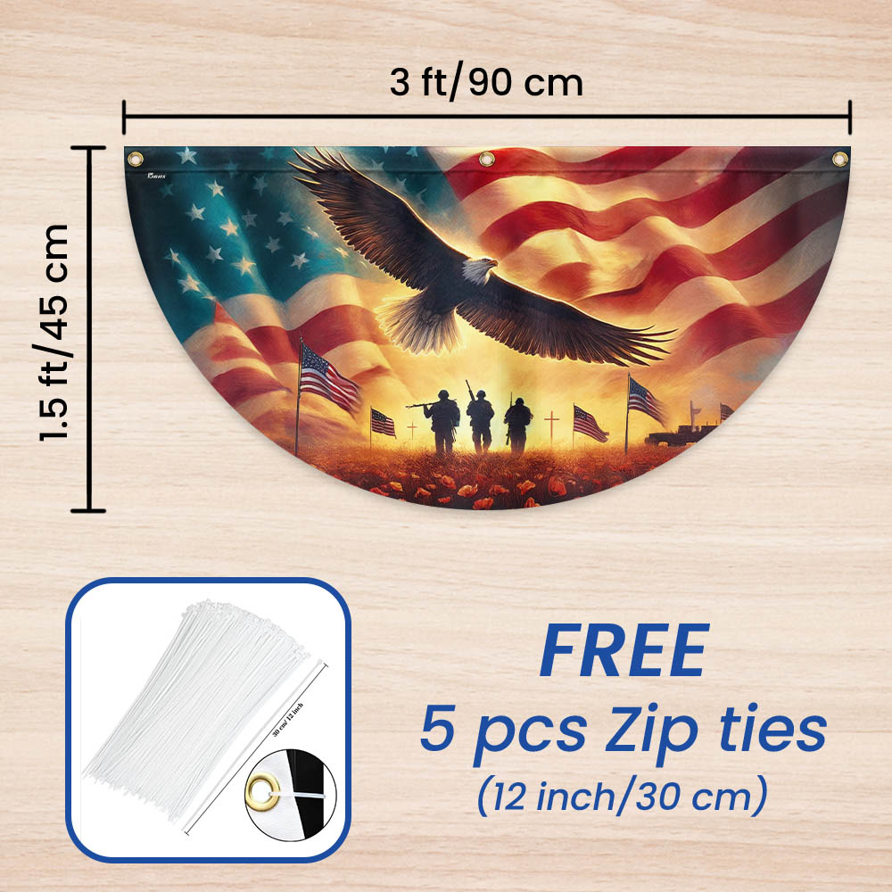Memorial Day Honor The Fallen Veteran Patriotism Non-Pleated Fan Flag 3-Day Shipping