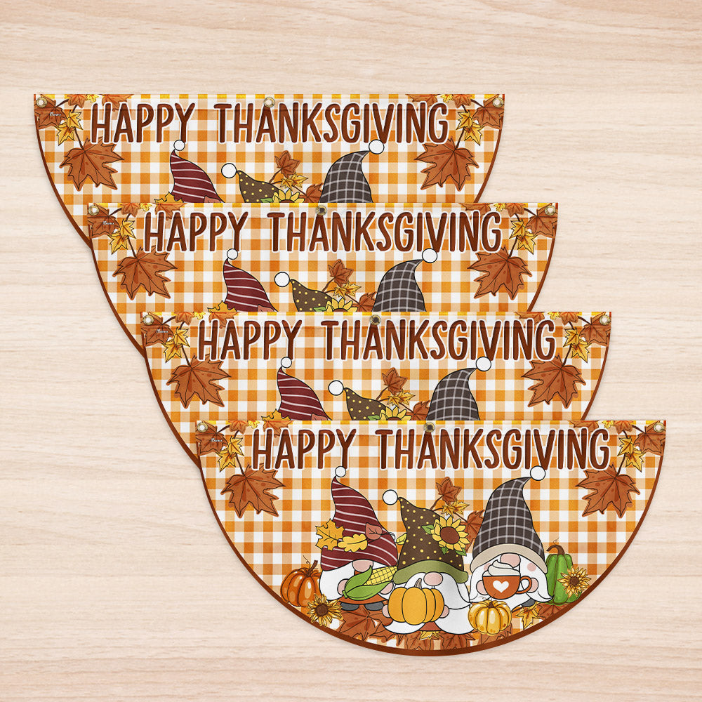 Happy Thanksgiving Fall Gnomes Non-Pleated Fan Flag
