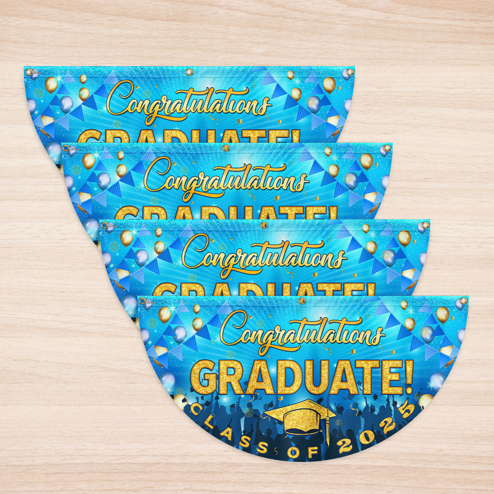 Happy Graduation, Congratulation Graduate Class of 2025 Non-Pleated Fan Flag