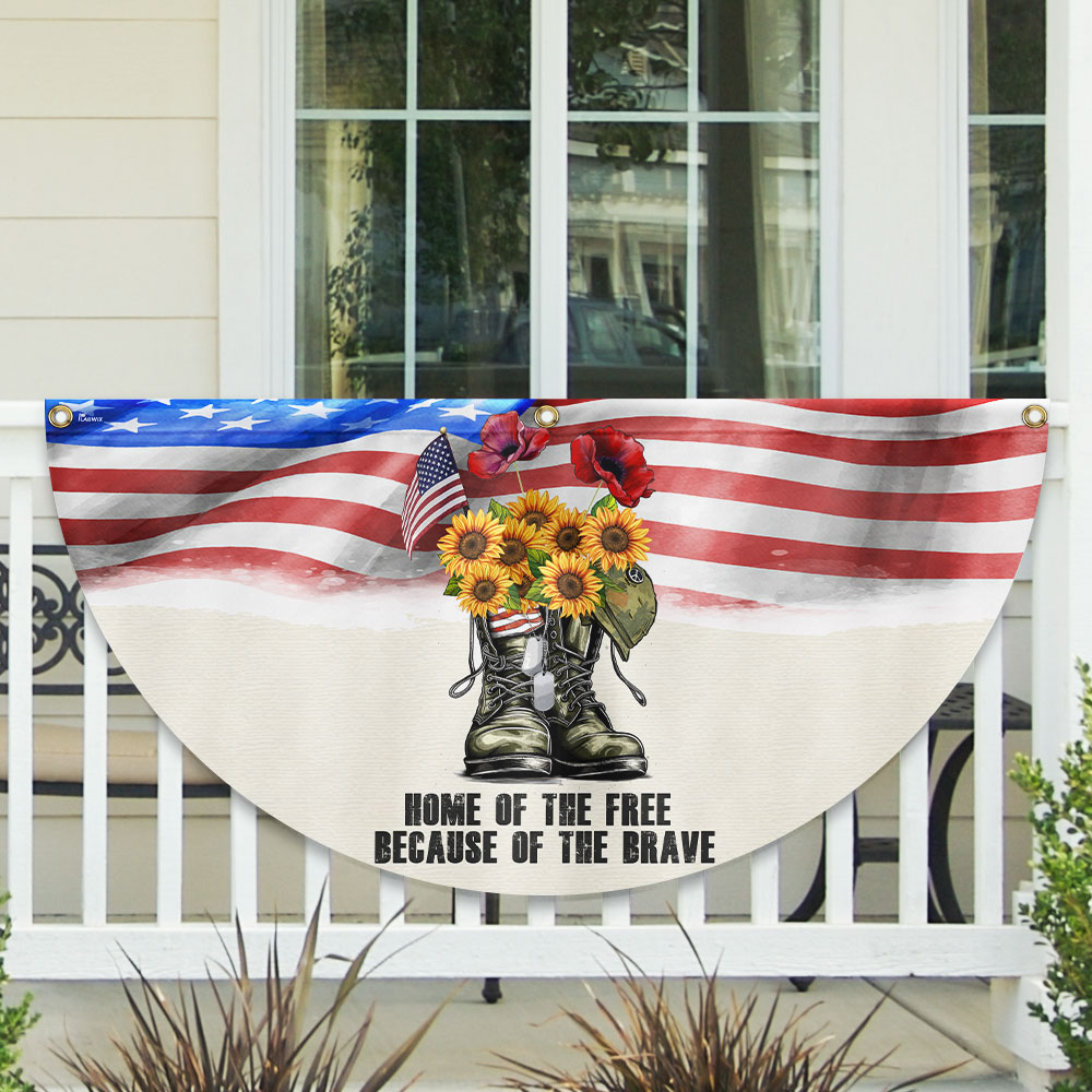 Memorial Day Veterans, Home Of The Free American Non-Pleated Fan Flag