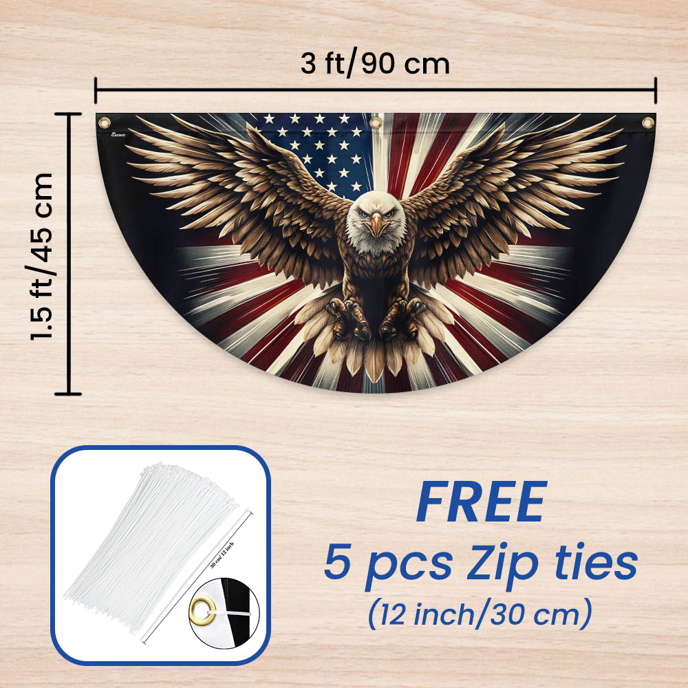 Patriotic Eagle American Non-Pleated Fan Flag