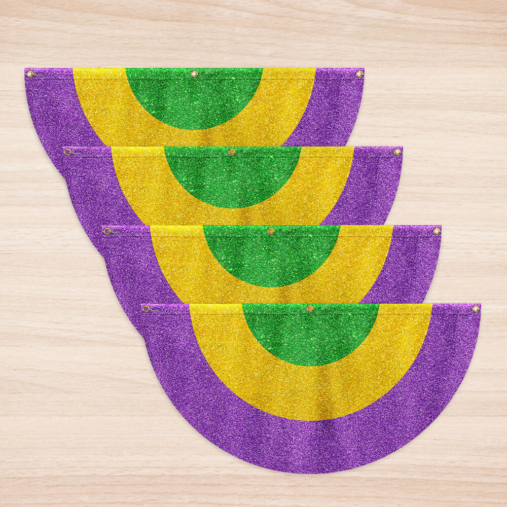 Mardi Gras Carnival Fat Tuesday Non-Pleated Fan Flag