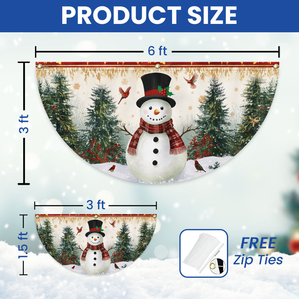 Snowman Festive Winter Holiday Christmas Non-Pleated Fan Flag