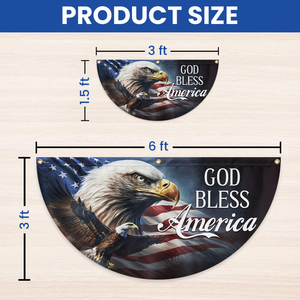 God Bless America Eagle Patriotic Non-Pleated Fan Flag
