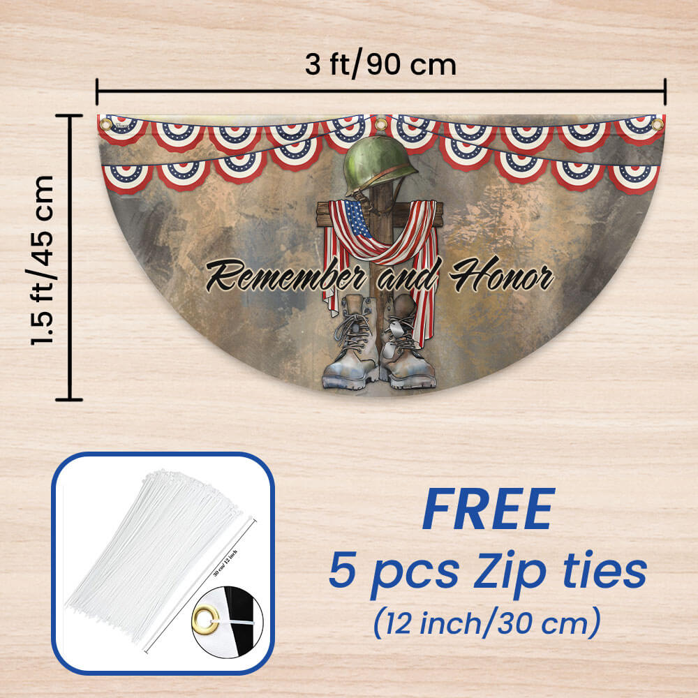 Memorial Day Flag Remember And Honor Veteran Non-Pleated Fan Flag