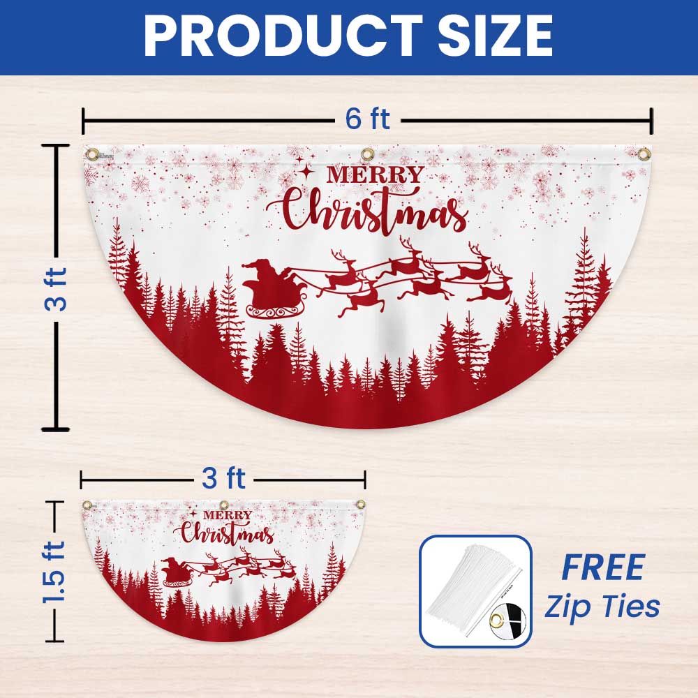 Christmas Half Fan Flag Santa Claus Reindeers Non-Pleated Fan Flag