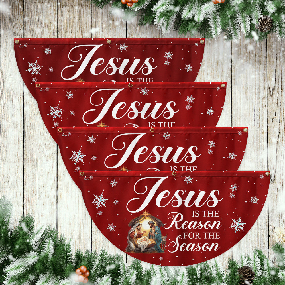 Jesus Is The Reason For The Season Nativity of Jesus Christmas Non-Pleated Fan Flag