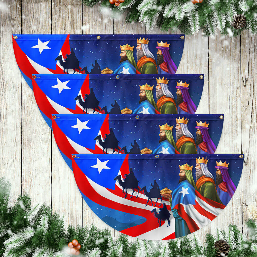 Three Kings Three Wise Men Puerto Rico Non-Pleated Fan Flag