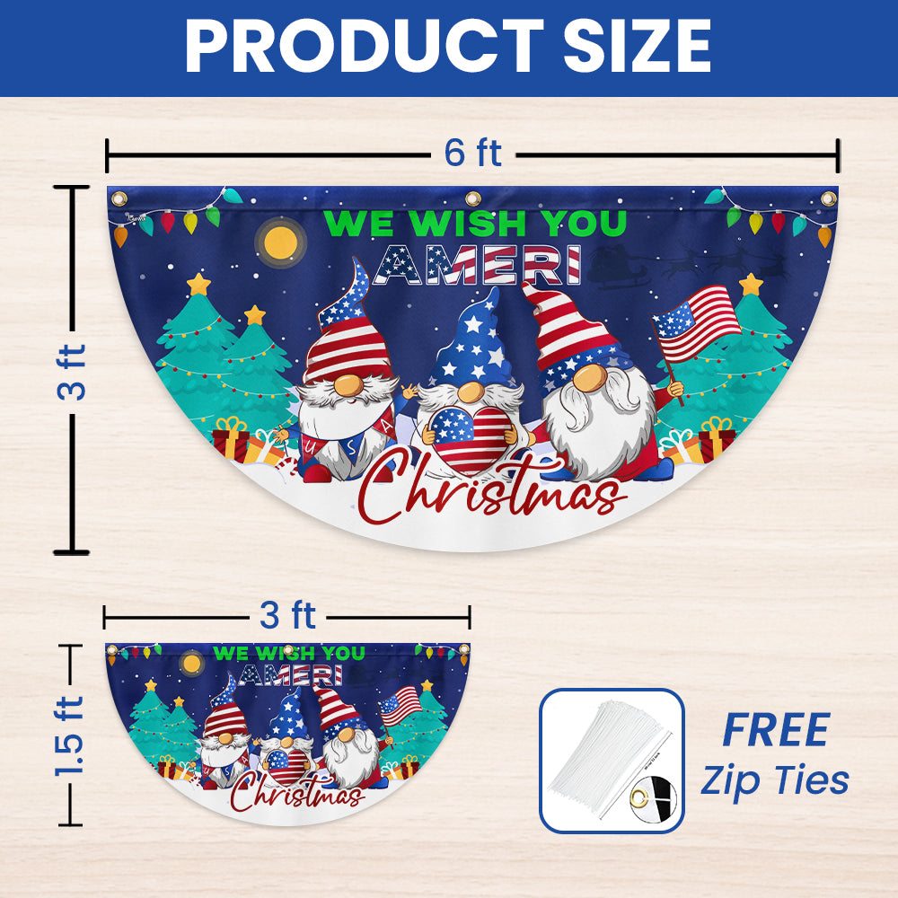 Gnome Christmas We Wish You Ameri Christmas Non-Pleated Fan Flag