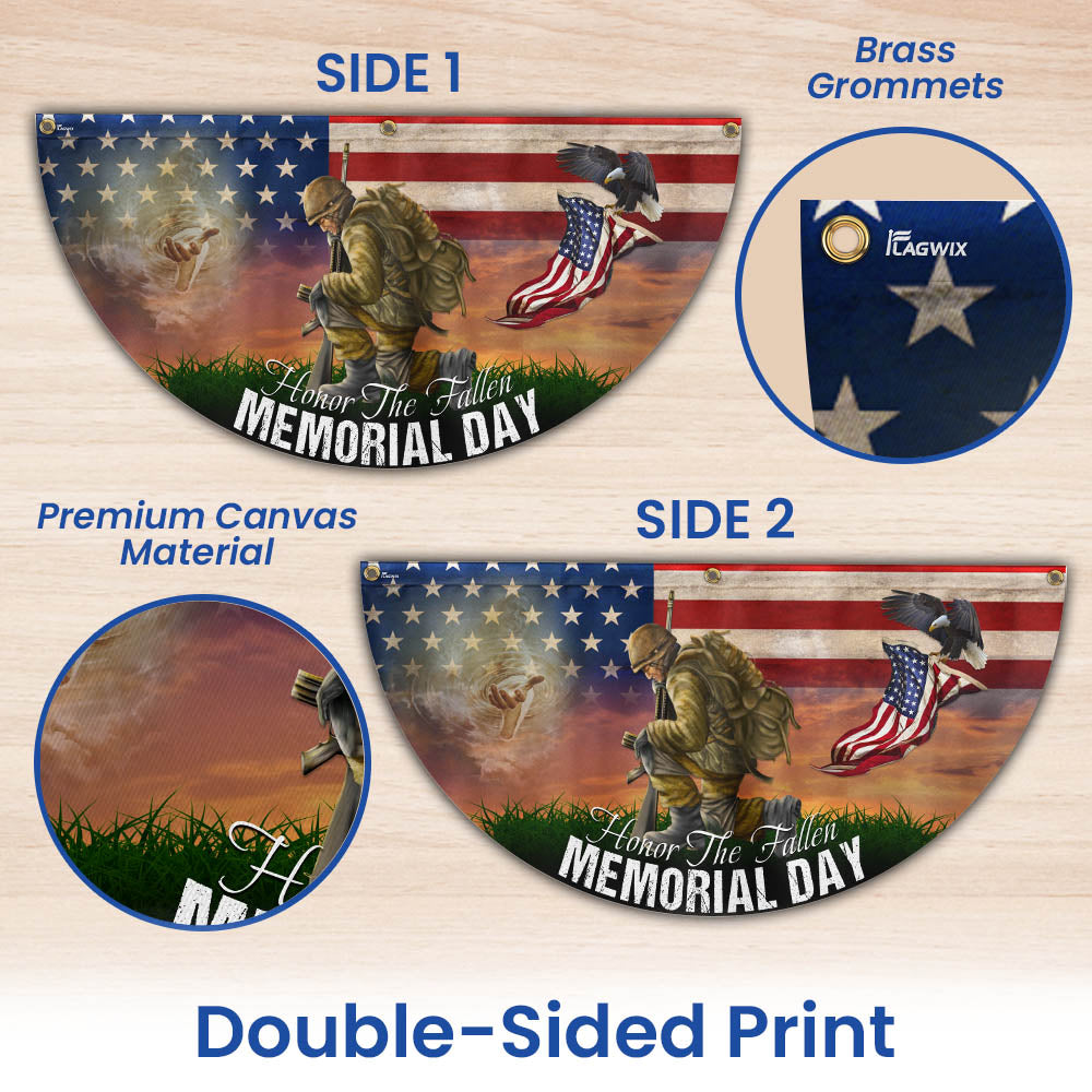 Memorial Day Honor The Fallen American Veteran Eagle Non-Pleated Fan Flag