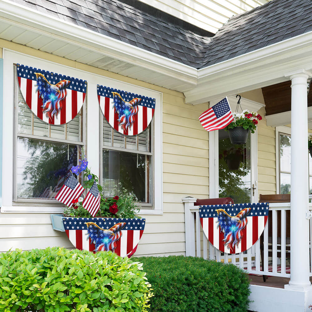 Patriotic Eagle with Christian Cross American Non-Pleated Fan Flag