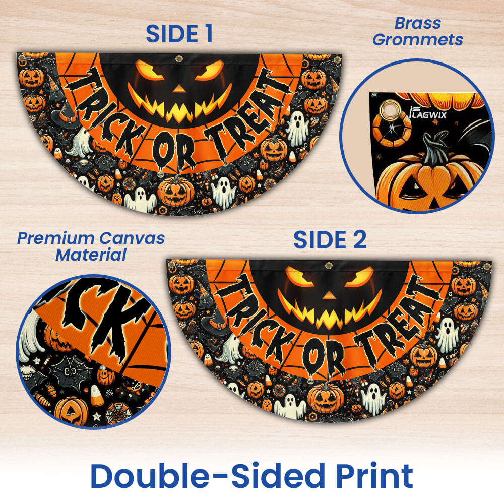 Scary Pumpkin Trick Or Treat Happy Halloween Non-Pleated Fan Flag TPT2175FLn