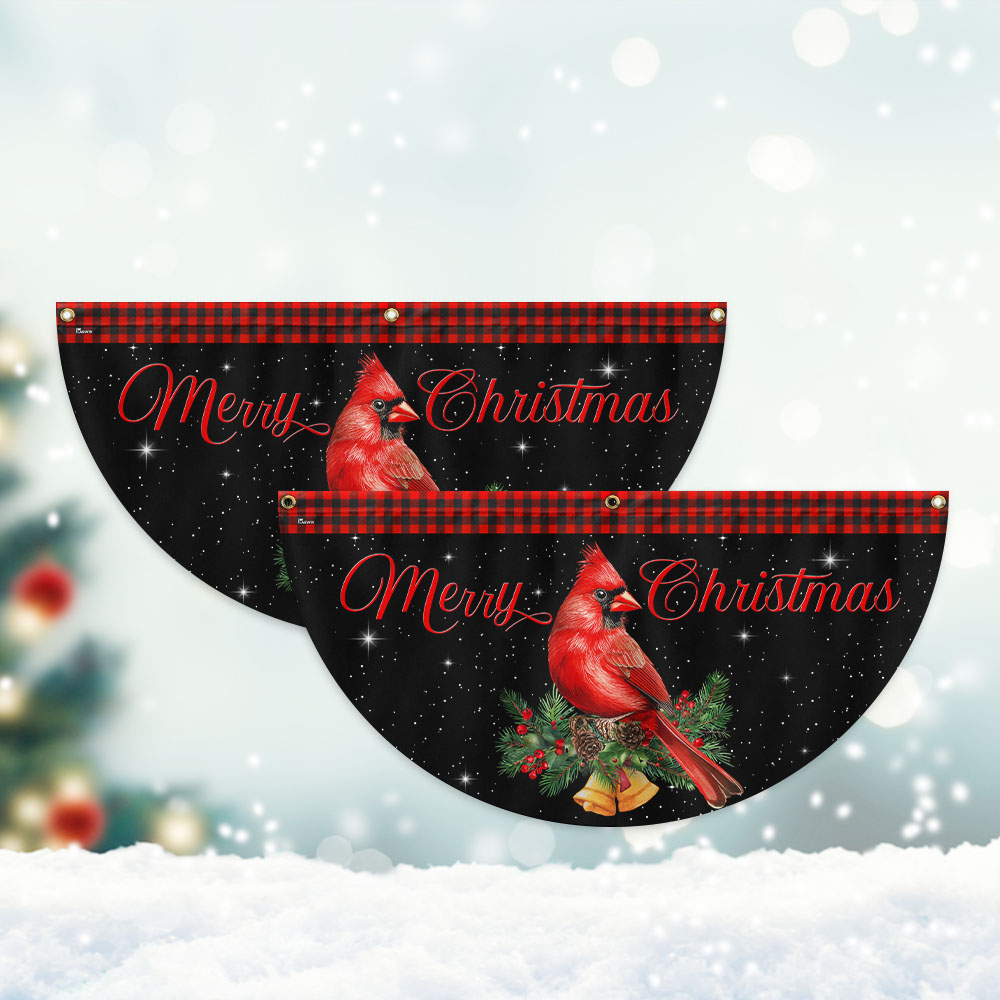 Cardinal Merry Christmas Fan Flag - Holiday Gift & Festive Home Décor, Non-Pleated - 3-Day Shipping