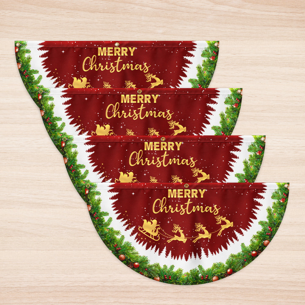 Merry Christmas Santa Claus Reindeer Non-Pleated Fan Flag