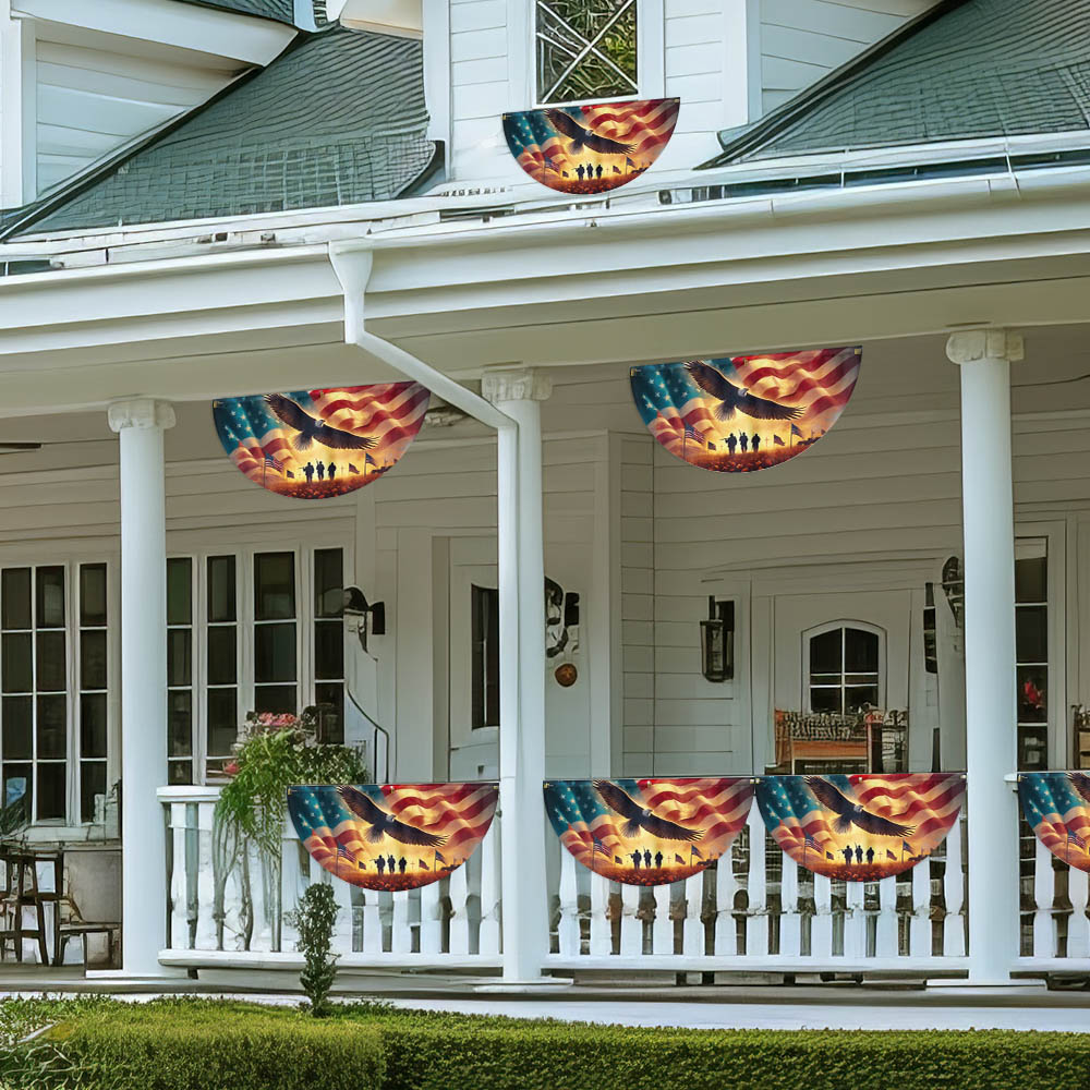 Memorial Day Honor The Fallen Veteran Patriotism Non-Pleated Fan Flag 3-Day Shipping