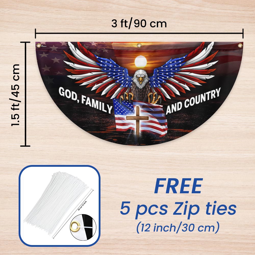God Family and Country American Patriotic Eagle Non-Pleated Fan Flag