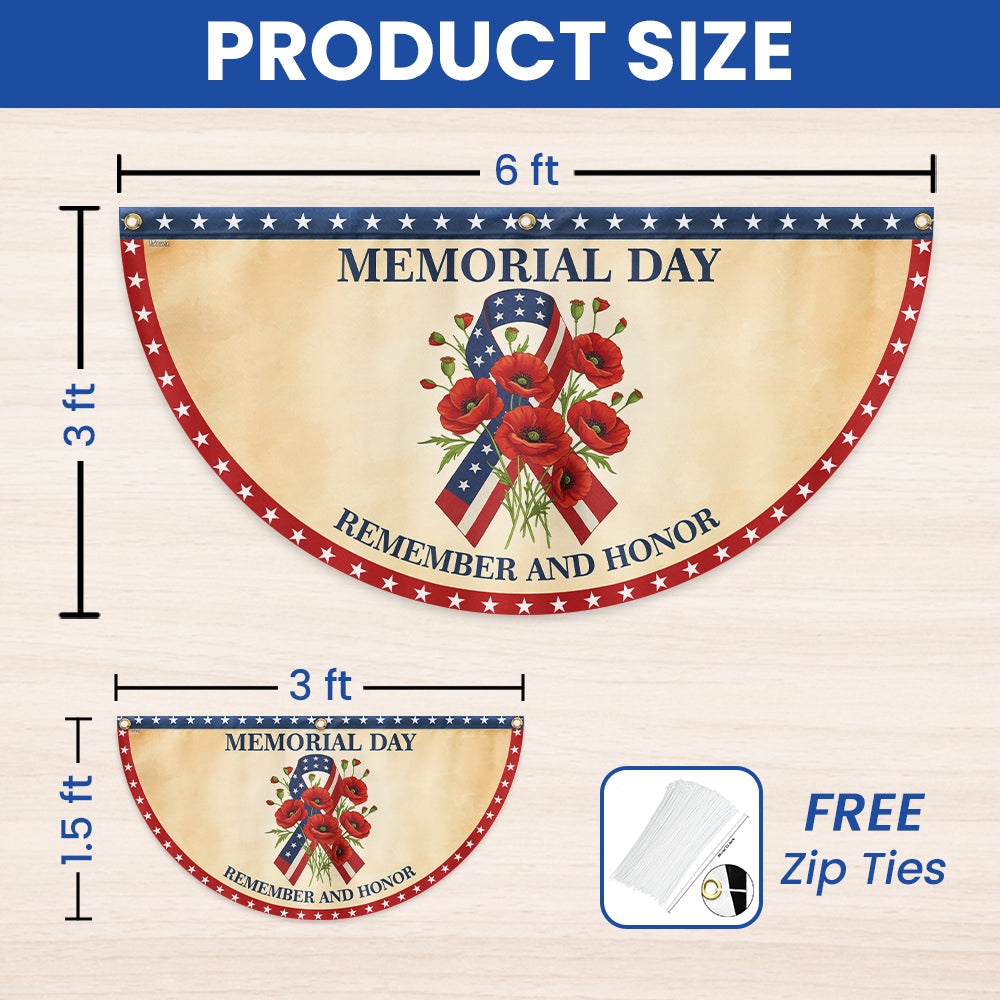 Memorial Day Remember And Honor Non-Pleated Fan Flag